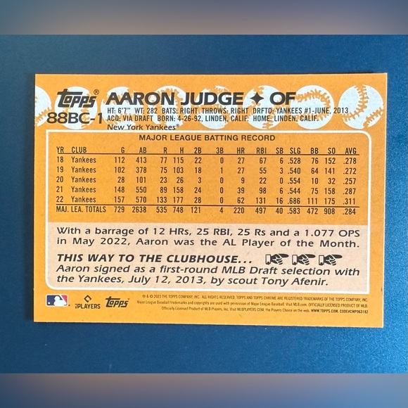 Aaron Judge Refractor 1988 35th Anniversary 2023 Topps Chrome Yankees - Picture 2 of 2